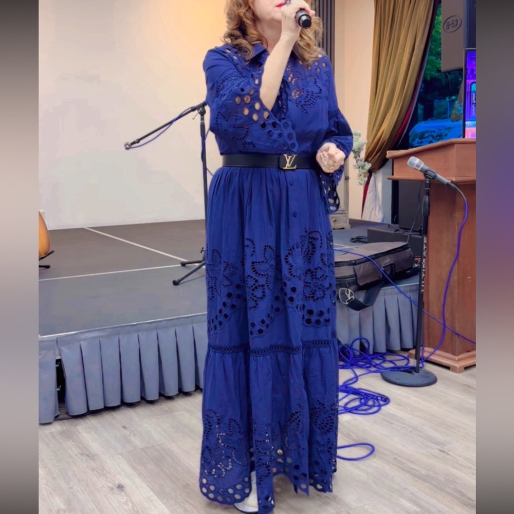Elegant Blue Maxi Dress sz M